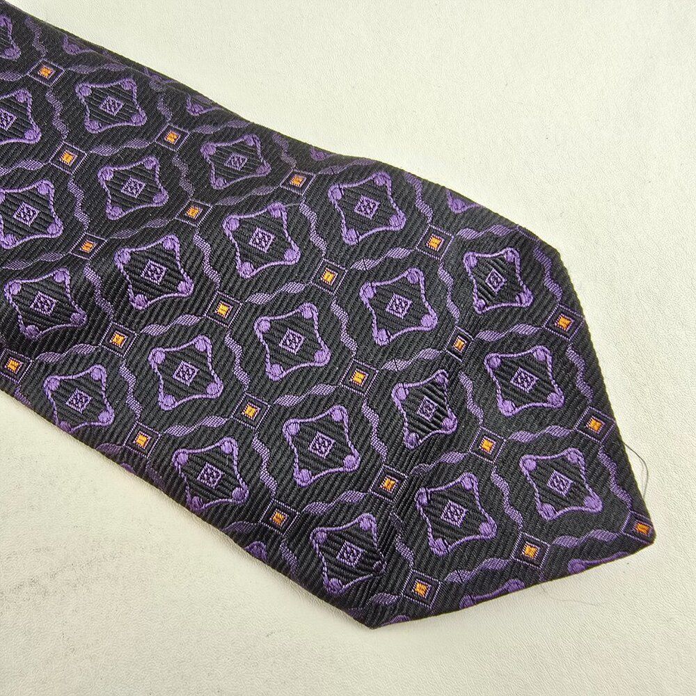 Tino Cosma Tie Men Purple Geometric Silk Made In Italy Neckwear Classic Business